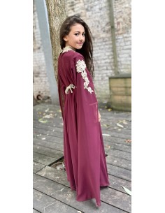 Caftan enfant manches cape rouge bordeaux et doré  - 2 2