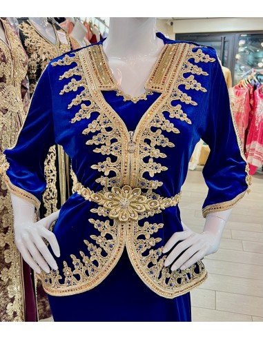 Karakou Caftan Takchita abaya Robe oriental Bleu royal  - 2