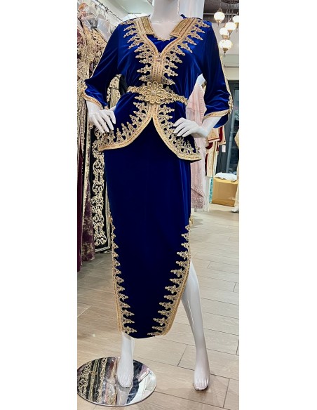 Karakou Caftan Takchita abaya Robe oriental Bleu royal  - 1