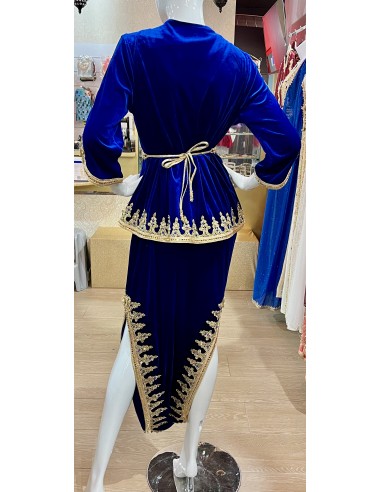 Karakou Caftan Takchita abaya Robe oriental Bleu royal  - 4