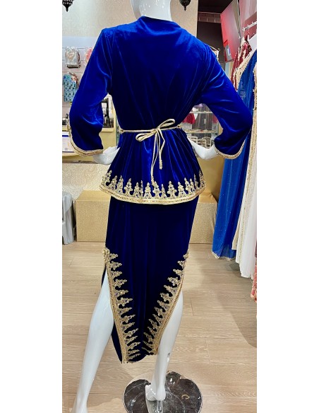 Karakou Caftan Takchita abaya Robe oriental Bleu royal  - 4