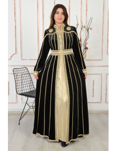Caftan marocain Noir Dore robe oriental moderne DC22  - 1
