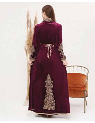 Caftan marocain Prune Dore robe oriental Chic moderne Luxe DC22  - 2