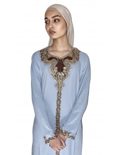 djellaba caftan Maissa bleu pastel  - 1 2