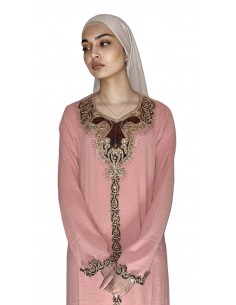 djellaba caftan Maissa rose pastel  - 1 2