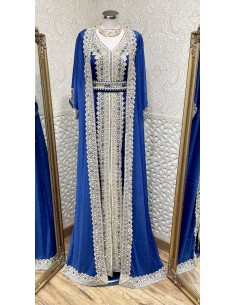 caftan abaya moderne bleu modele 2022  - 1