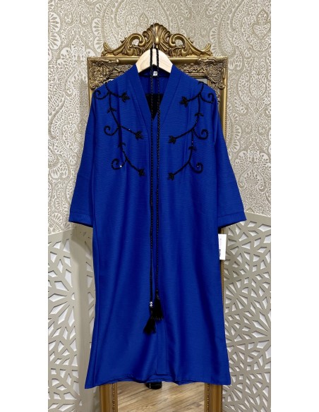 Abaya fille perlée bleu  - 1