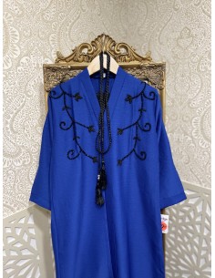 Abaya fille perlée bleu  - 1 2
