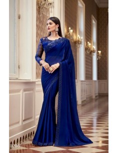 Sari indien Anmol prêt à porter Bleu  - 1