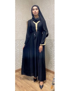 abaya seema noir et doré  - 1 2