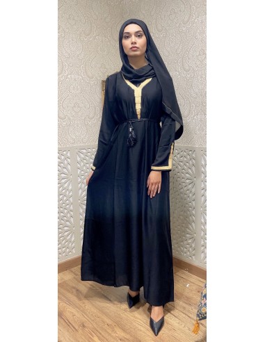 abaya seema noir et doré  - 2