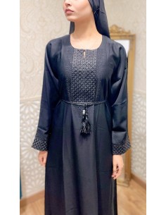 abaya seema strass noir  - 1 2