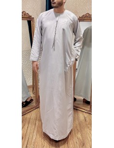 Qamis emiratis saoudien maghreb priere aid ramadan gris  - 1