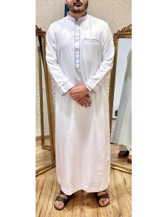 Qamis emiratis saoudien maghreb priere aid ramadan Bleu blanc  - 1