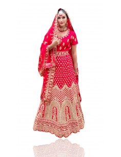 Robe indienne Brodé Haute Gamme ZAY Rouge  - 1