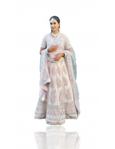 Robe indienne Brodé Haute Gamme ZAY Rose Clair  - 1
