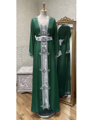 Tenue oriental style Dubai vert et argentés  - 1