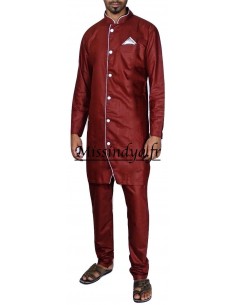 kurta homme Rouge Meher  - 1 2