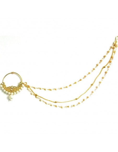 Bijoux de Nez indien dore 3 branches AVR231  - 1