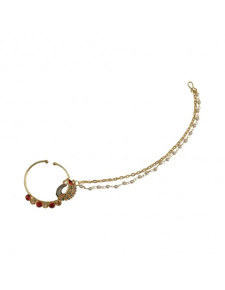 Bijoux de Nez indien dore rouge AVR23  - 1