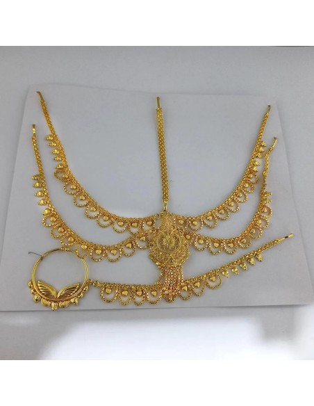 Parure Bijoux indiens doré complet 2 pieces  - 1