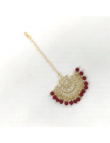 Maag Tikka Bijoux de tête dore et rouge  - 1