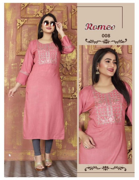 Tunique indienne Agya kurti Rose  - 1