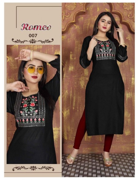 Tunique indienne Agya kurti Noir  - 1