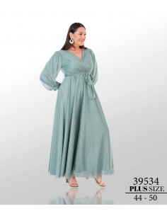 Robe de Soirée Bleu vert grande taille vert clair  - 1