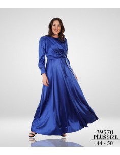 Robe de Soirée grande taille Bleu royal Satiné  - 1