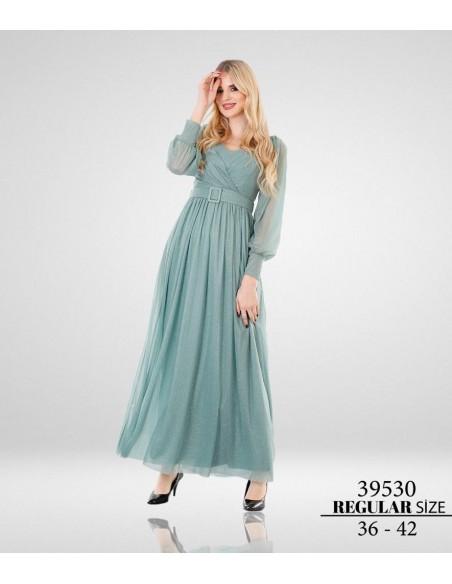 Robe de Soirée Cocktail Vert Clair M23  - 1