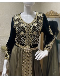 Caftan takchita abaya noir et doré  - 1 2