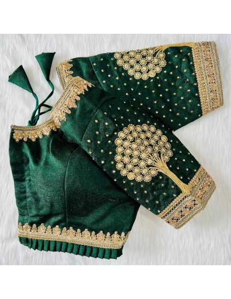 Choli saree bollywood haut sari Vert doré  - 1