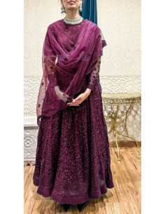 Robe de Soirée Princesse Longue aubergine Ansara  - 2 2