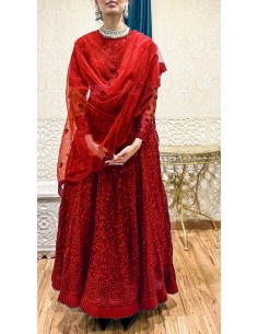 Robe de Soirée Princesse Longue Rouge Ansara  - 2 2