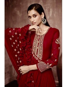 Robe de Soirée Princesse Longue Rouge Fiona  - 2 2