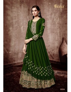 Robe de Soirée Princesse Longue Vert Fiona  - 1