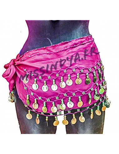 Ceinture de danse orientale Belly dance Rose fuchsia  - 1