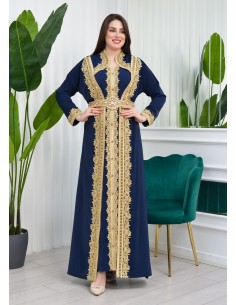 Caftan Takchita Bleu doré robe oriental RIM J23  - 1