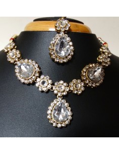 Parure Bijoux indienne Esha Doré  - 1 2