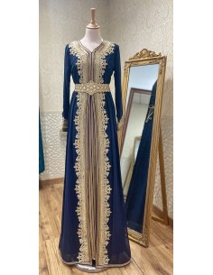 Caftan Takchita Bleu marine robe oriental JUN23  - 1