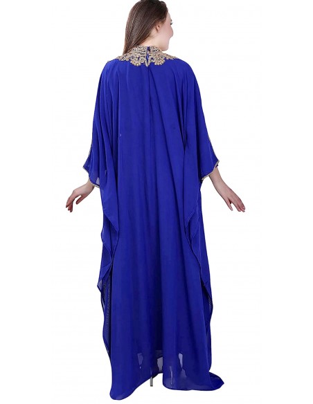 Robe Dubai farasha Bleu roi Dore  - 3