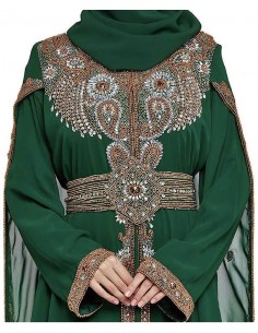 Tenue oriental style dubai farasha vert et doré  - 1 2