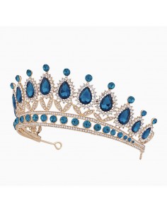 Couronne tiare Bleu Turquoise et doré  - 1 2