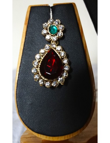Parure Bijoux indienne Esha Rouge & Vert  - 3