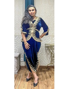 Karakou veste velours oriental Bleu - 1 2