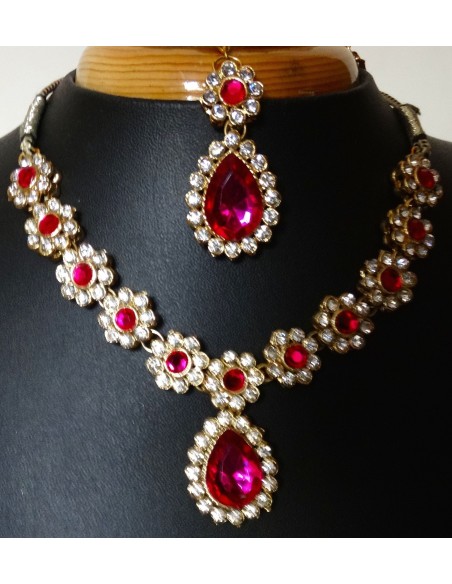 Parure Bijoux indienne Esha Rose  - 3
