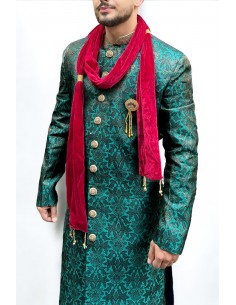 Sherwani Kurta Homme haute gamme Vert JUI23  - 1 2
