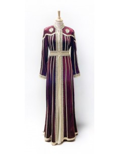 Caftan Robe oriental velours rouge bordeaux  - 1