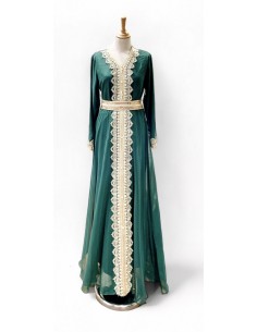 caftan abaya oriental pas cher Vert modele 2023  - 1